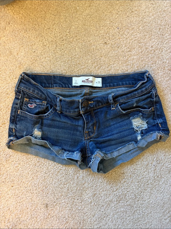 Hollister Pants - Hollister Women's Blue Distressed Denim Cutoff Shorts